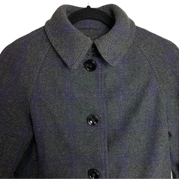5. H&M Women’s Grey  & Purple Plaid Wool Blend Coat Size EUR 38 US 6 - Picture 3 of 13